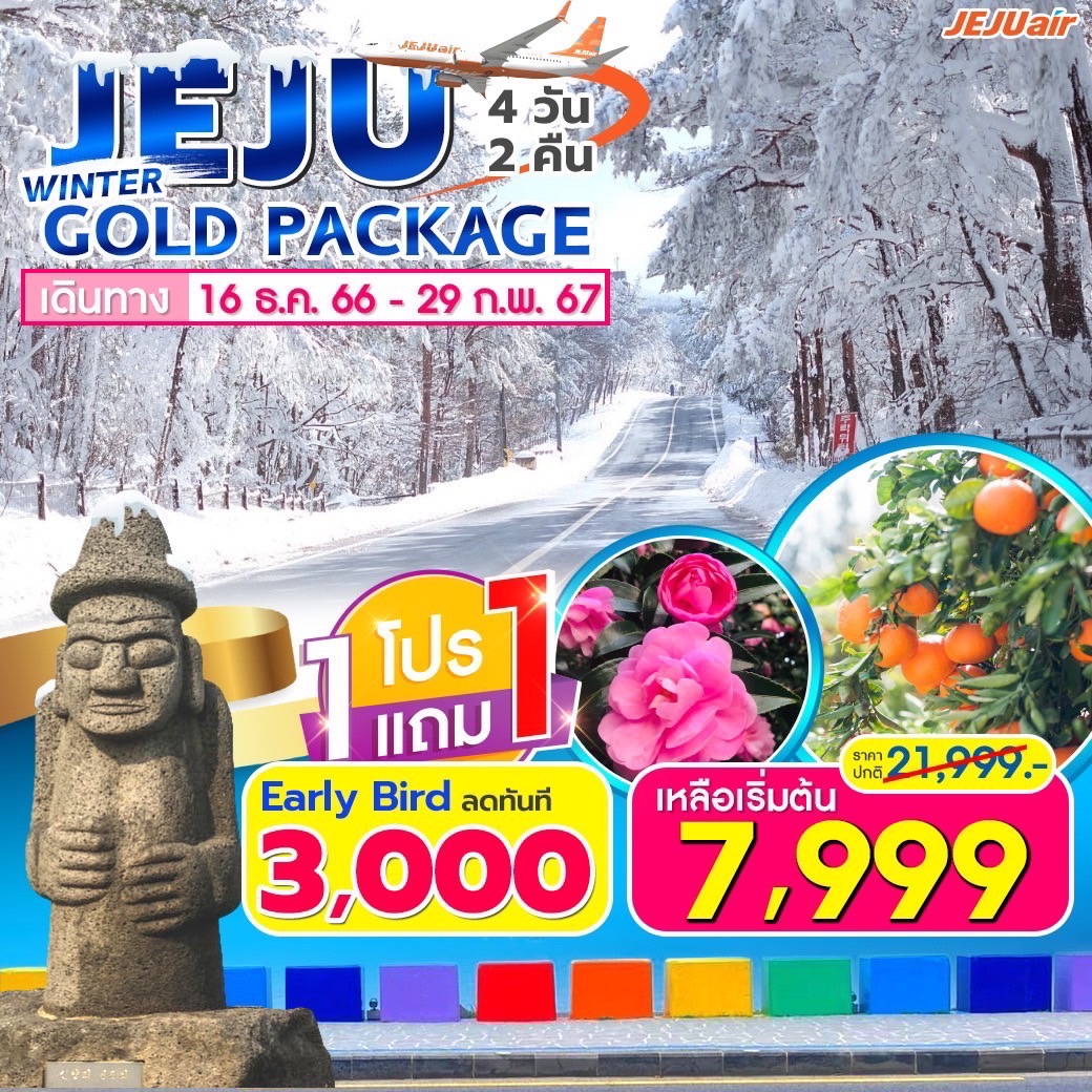 ทัวร์เกาหลี JEJU GOLD PACKAGE WINTER 4วัน 2คืน