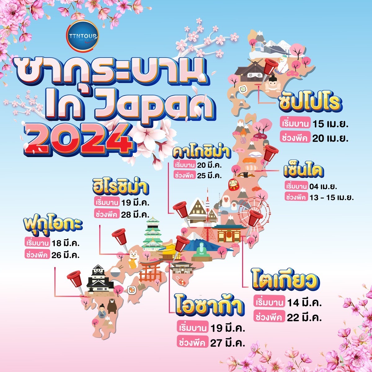 ซากุระบานแล้วทั่วโอซาก้า