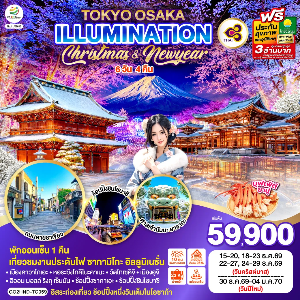 ทัวร์ญี่ปุ่น TOKYO OSAKA ILLUMINATION CHRISTMAS & NEW YEAR 6วัน 4คืน (TG)
