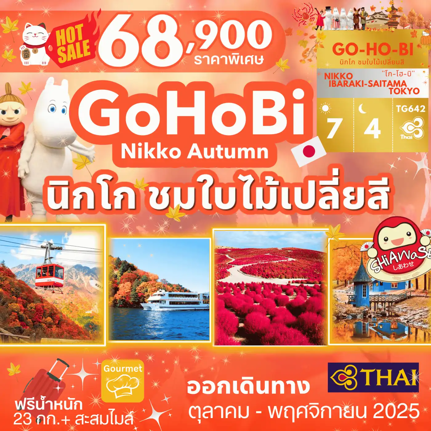 ทัวร์ญี่ปุ่น GOHOBI Nikko Autumn Tour 7วัน 4คืน (TG)