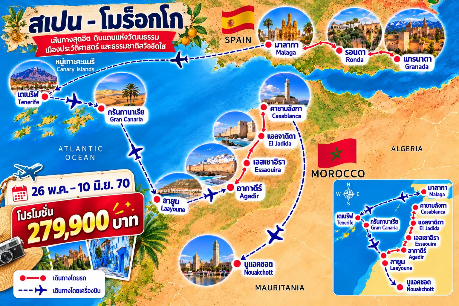 ทัวร์โมร็อกโก สเปน หมู่เกาะคะแนรี & แอฟริกาตะวันตก 16วัน 12คืน (TK)
